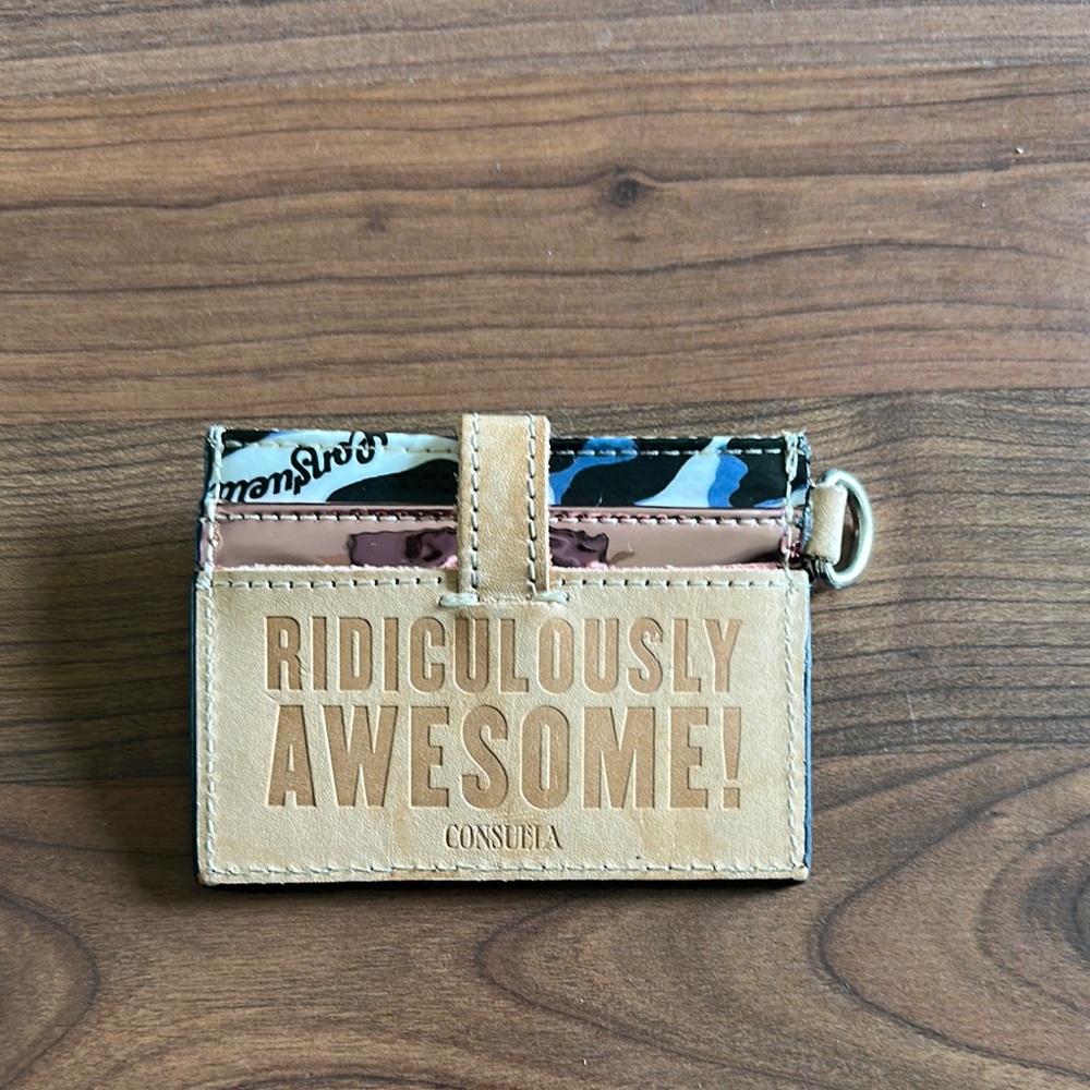 Consuela Tan Card Holder with Bold Print
